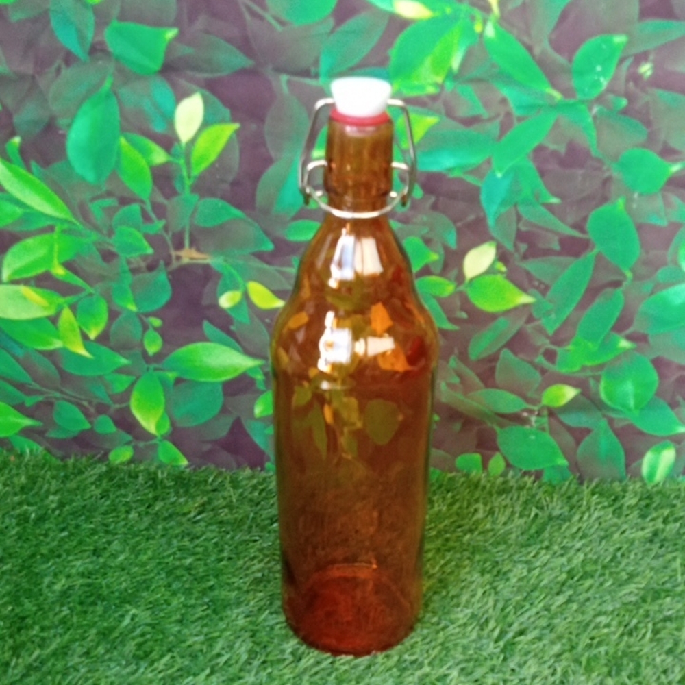 🏠 Amber Glass Swing-Top Bottle - Reusable Beverage Bottle